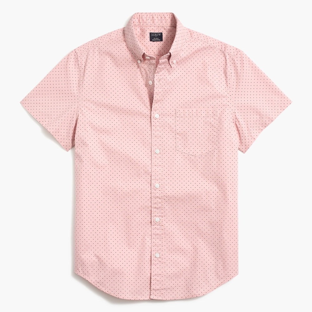 Mens J. Crew Pink Dot Print Casual Button Down Shirt